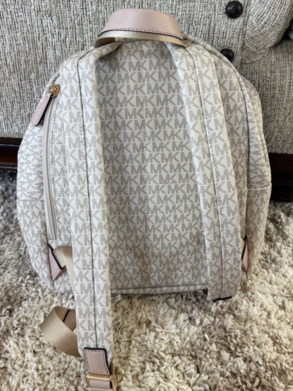 Michael Kors Cream & Blush Signature Stripe Mini Backpack - Picture 5 of 7